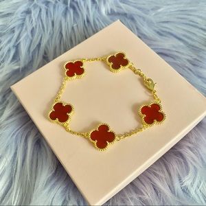 Luxury Four Leaf Clover Bracelet in Gold Finish 100% Sterling Silver